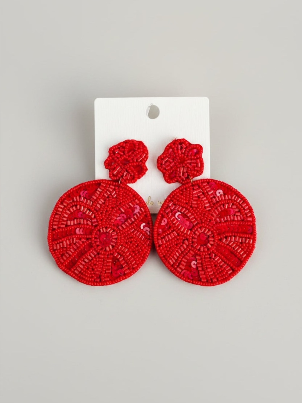 Jasmine Flower Beaded Earrings- Red